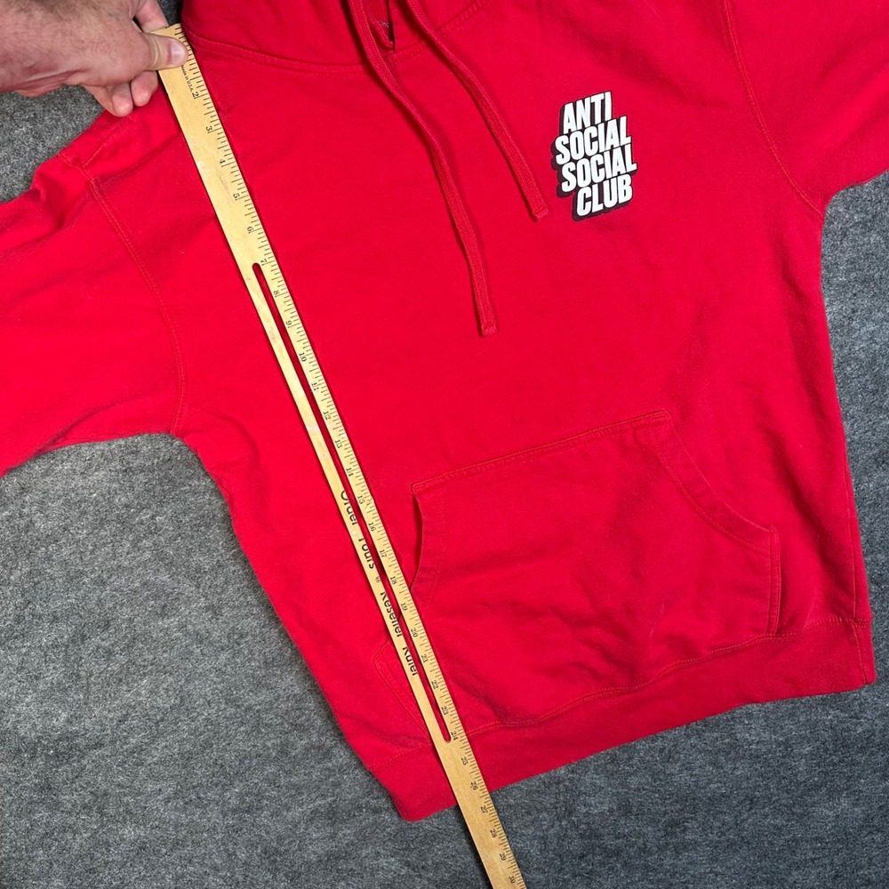 Anti Social Social Club ASSC Red Hoodie Pullover Sleeve Print Logo Mens Medium - Picture 5 of 16